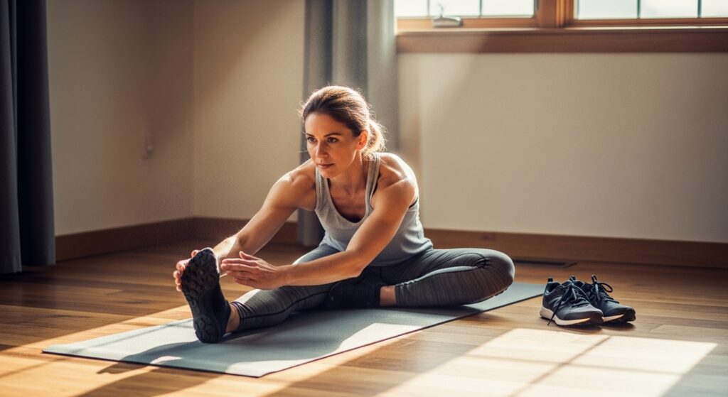 Balance and mobility Pilates routine for running moms