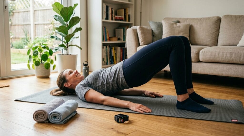 Mom runner doing a 20-minute strength workout at home