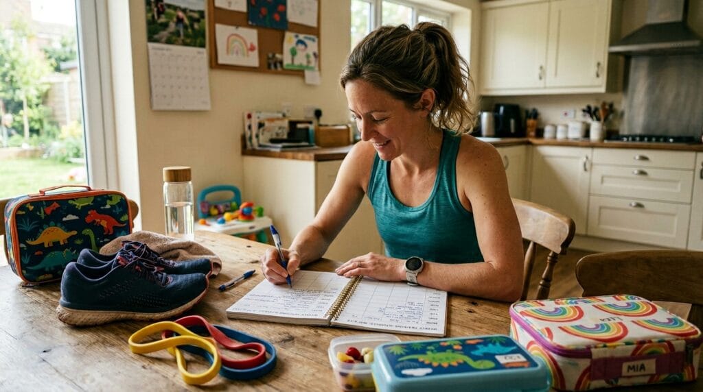 Weekly hybrid training plan for running moms balancing workouts and family life