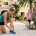 Busy mom preparing for a family runcation weekend